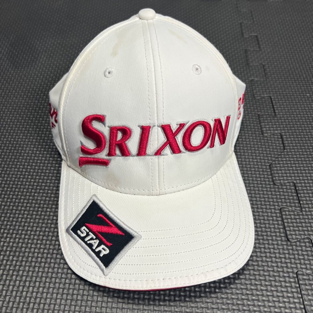 Srixon Golf Hat White/Red Adjustable Cap With Cleveland & Z Star Logos